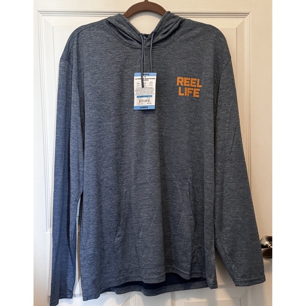 Reel Life Fishing Long Sleeve Paddle Club Destin Pullover Hoodie Shirt Sz L NWT